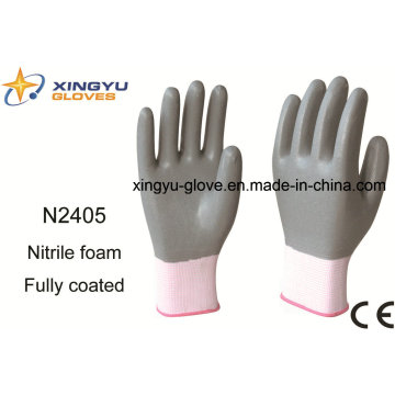 Polyester Shell Nitrile Coated Saftey Work Gloves (N2405)